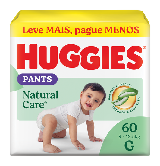 Huggies Fralda Pants Premium Natural Care G - 60 Un